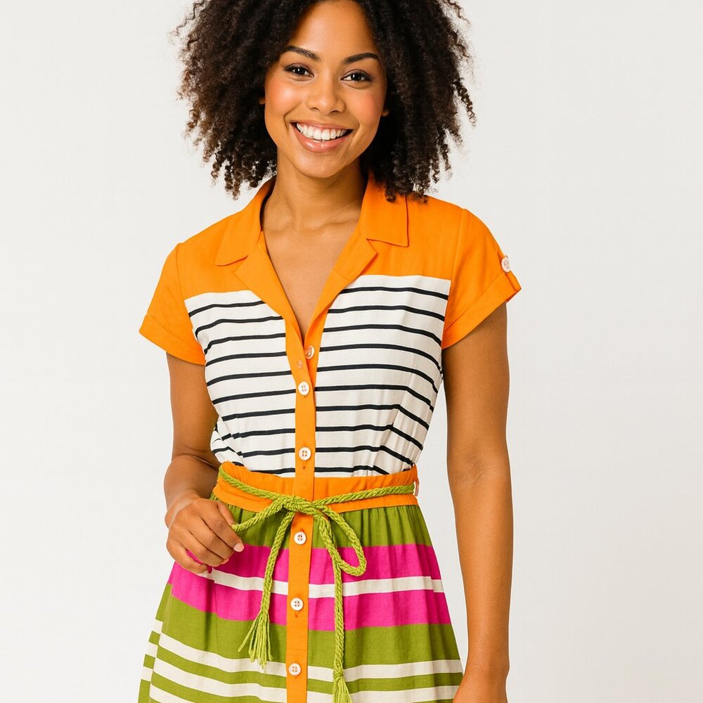 Vtg Leslie Fay Belted‎ Tea Dress Size 12